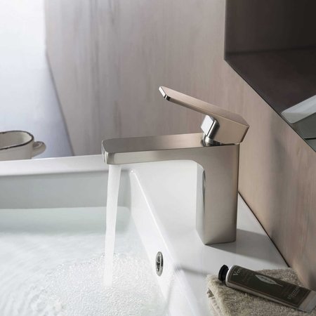 Kibi Blaze Single Handle Bathroom Vanity Sink Faucet with Pop Up Drain C-KBF1017BN-KPW100BN